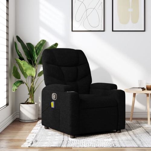 Fauteuil de massage inclinable vidaXL, tissu noir