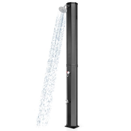 Douche extérieure solaire chauffée de 15,9 gallons avec pomme de douche et robinet de douche à pied de Costway