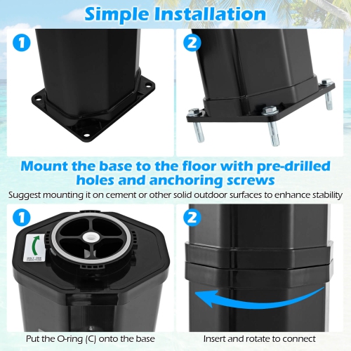 Costway 15.9 Gallon Solar Heated Outdoor Shower with Shower Head and Foot Shower Tap