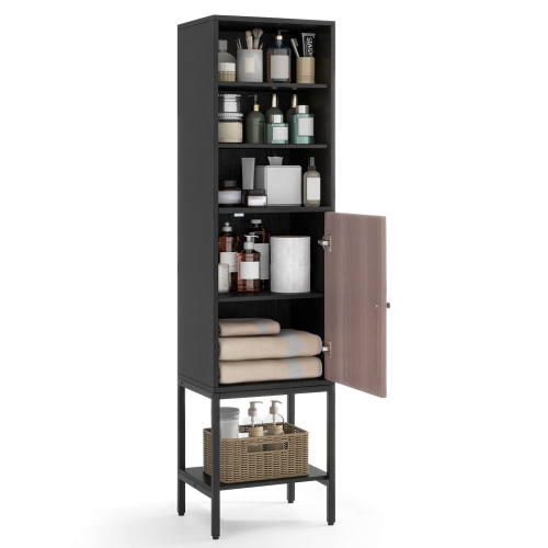 Armoire haute de 57&nbsp;po pour salle de bain avec 1 portes et 4 tablettes de Costway