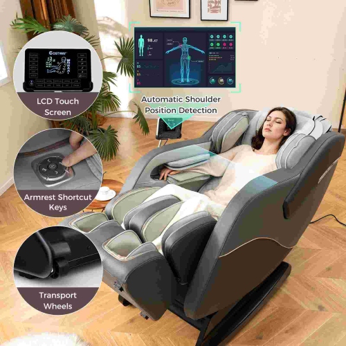 Fauteuil de massage inclinable Zero Gravity SL Track de Costway avec repose-pieds extensibles thaï et commande vocale