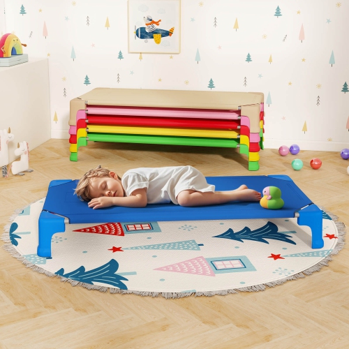 Ensemble de 6 lits empilables de Costway pour la garderie avec coins Easy Lift, cadre en métal robuste pour enfants