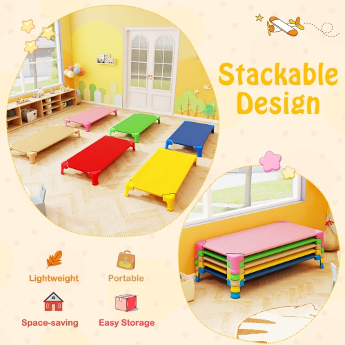 Ensemble de 6 lits empilables de Costway pour la garderie avec coins Easy Lift, cadre en métal robuste pour enfants