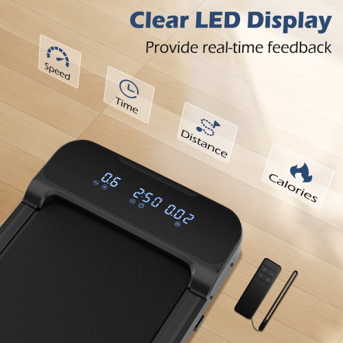 Goplus 2.5HP Under Desk Treadmill for Home and Office Remote Control LED Display