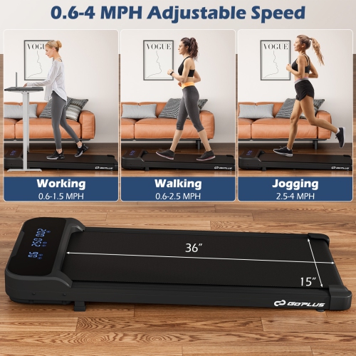Goplus 2.5HP Under Desk Treadmill for Home and Office Remote Control LED Display