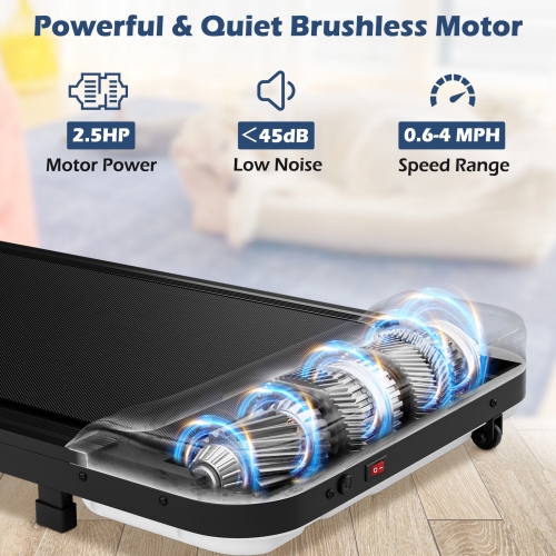 Goplus 2.5HP Under Desk Treadmill for Home and Office Remote Control LED Display