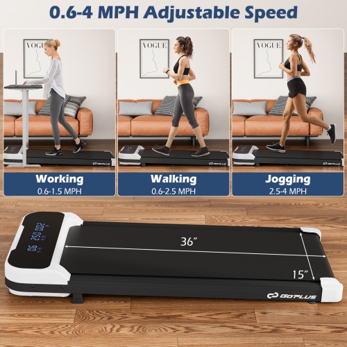 Goplus 2.5HP Under Desk Treadmill for Home and Office Remote Control LED Display
