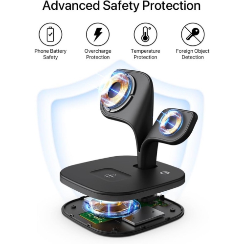 Wireless Charging Station for Magsafe Charger,Charging Station for Multiple Devices,Wireless Charger for iPhone 16/15/14/13/12 Series,Apple Watch