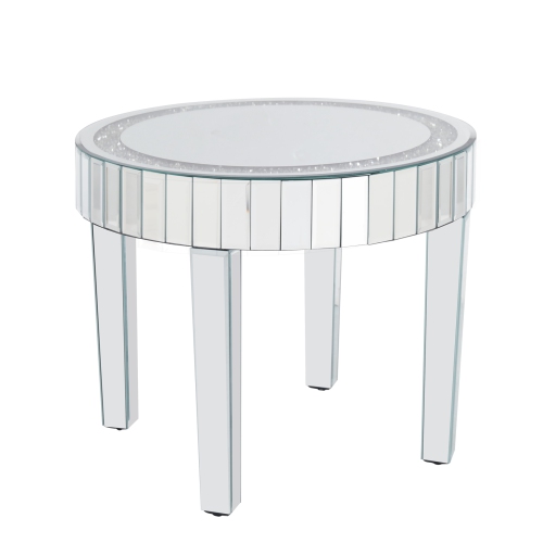 UNHO Luxury Mirrored Coffee Table:23.6x19.7 Inch Modern Silver Crystal Diamond Accent Table for Sofa Side Living Room Bedroom