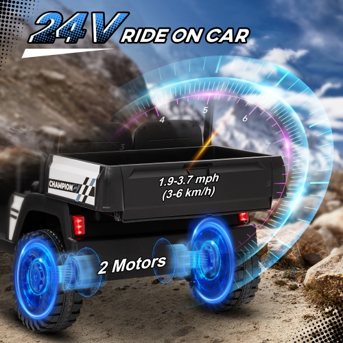 Qaba 2 Seater Electric Car for Kids, 24V Battery Powered Kids Electric Car w/ Remote Control, 4 Wheels Spring Suspension, Soft Start, Storage,