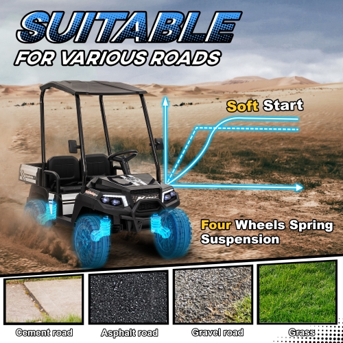 Qaba 2 Seater Electric Car for Kids, 24V Battery Powered Kids Electric Car w/ Remote Control, 4 Wheels Spring Suspension, Soft Start, Storage,