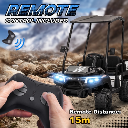 Qaba 2 Seater Electric Car for Kids, 24V Battery Powered Kids Electric Car w/ Remote Control, 4 Wheels Spring Suspension, Soft Start, Storage,