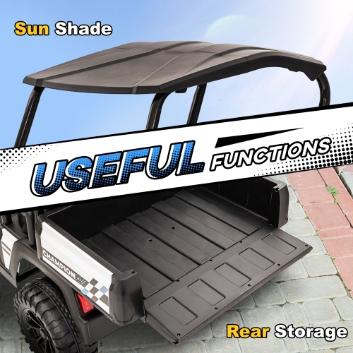 Qaba 2 Seater Electric Car for Kids, 24V Battery Powered Kids Electric Car w/ Remote Control, 4 Wheels Spring Suspension, Soft Start, Storage,