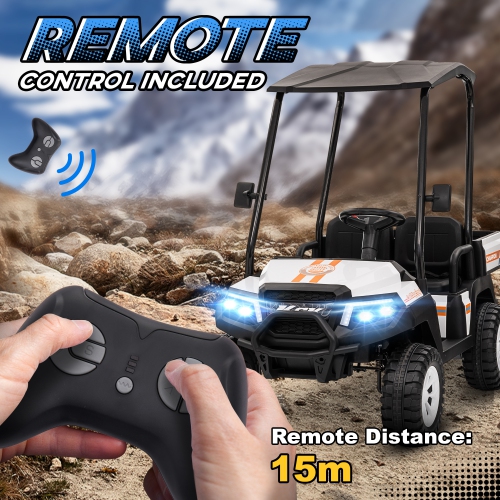 Qaba 2 Seater Electric Car for Kids, 24V Battery Powered Kids Electric Car w/ Remote Control, 4 Wheels Spring Suspension, Soft Start, Storage,