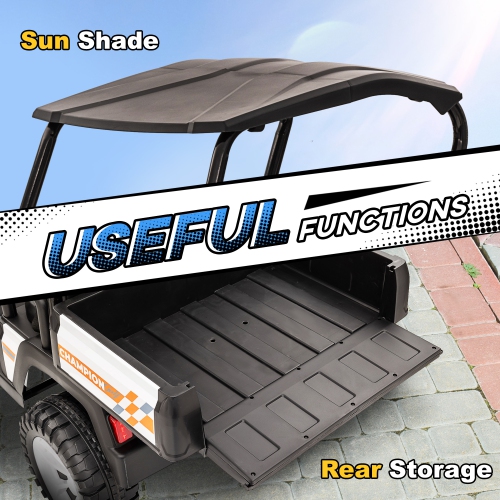 Qaba 2 Seater Electric Car for Kids, 24V Battery Powered Kids Electric Car w/ Remote Control, 4 Wheels Spring Suspension, Soft Start, Storage,