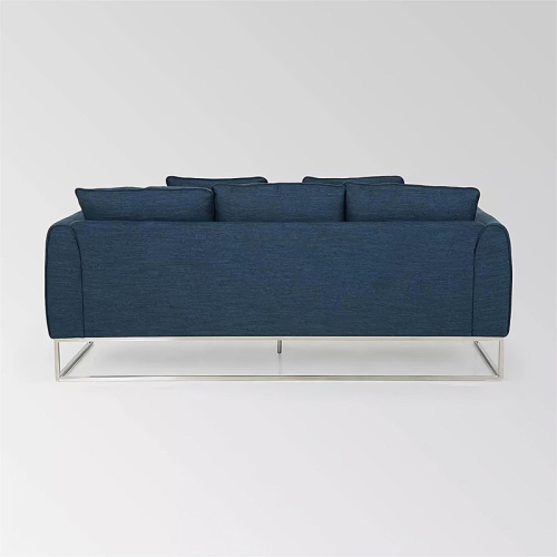82.75" Navy Blue Fabric 2-Seater Sofa with Sleek Silver Legs&Ultra-Soft Upholstery. Features Extra-Deep Seats for Ultimate Comfort. Perfect for Small