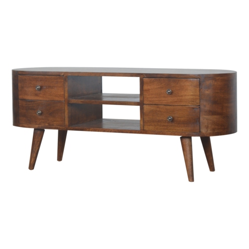 Artisan Furniture Solid Wood Rounded Entertainment Unit in Chestnut Finish