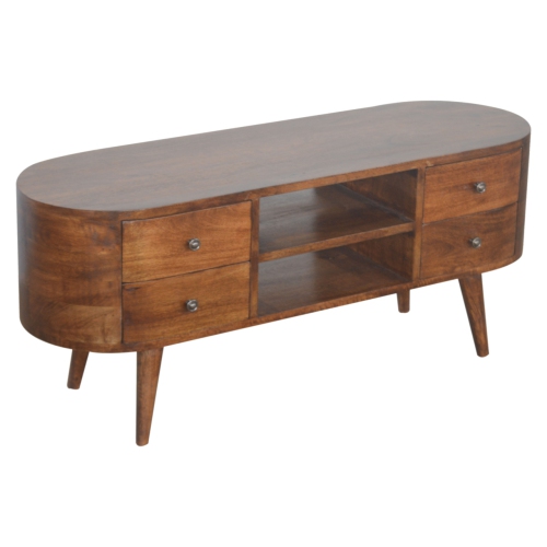 Artisan Furniture Solid Wood Rounded Entertainment Unit in Chestnut Finish