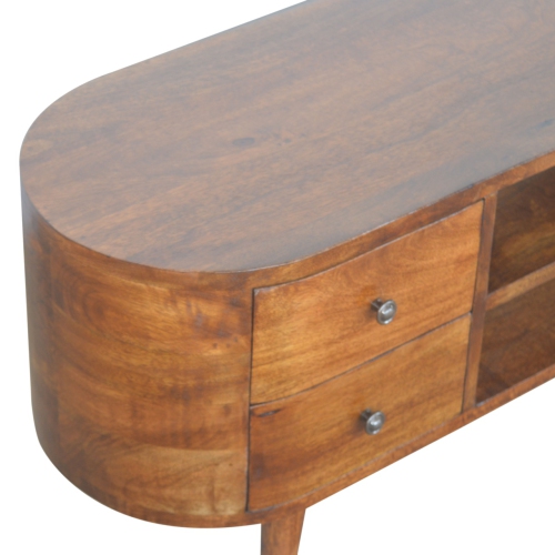 Artisan Furniture Solid Wood Rounded Entertainment Unit in Chestnut Finish
