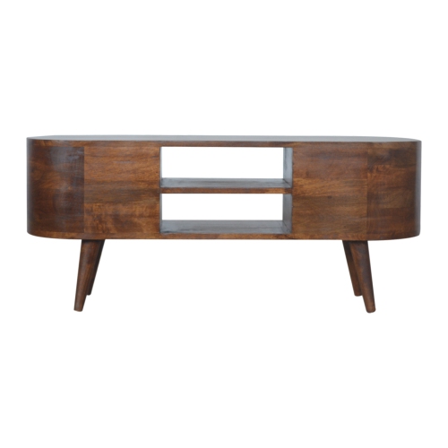 Artisan Furniture Solid Wood Rounded Entertainment Unit in Chestnut Finish