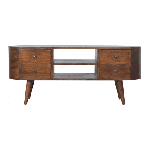 Artisan Furniture Solid Wood Rounded Entertainment Unit in Chestnut Finish