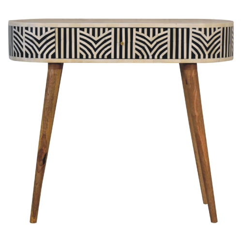 Artisan Furniture Solid Wood Edessa Bone Inlay Console Table In Oak-ish finish
