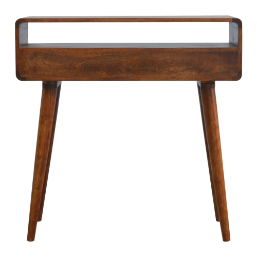 ARTISAN FURNITURE  Solid Wood Curved Console Table In Chestnut Finish