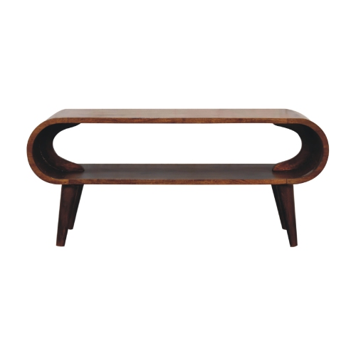ARTISAN FURNITURE  Solid Wood Amaya Nordic Style Coffee Table In Chestnut Finish