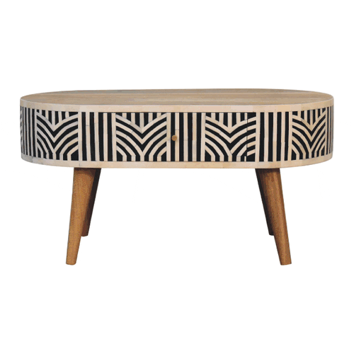 Artisan Furniture Solid Wood Edessa Bone Inlay Coffee Table In Oak-ish Finish
