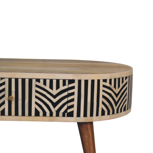 Artisan Furniture Solid Wood Edessa Bone Inlay Coffee Table In Oak-ish Finish