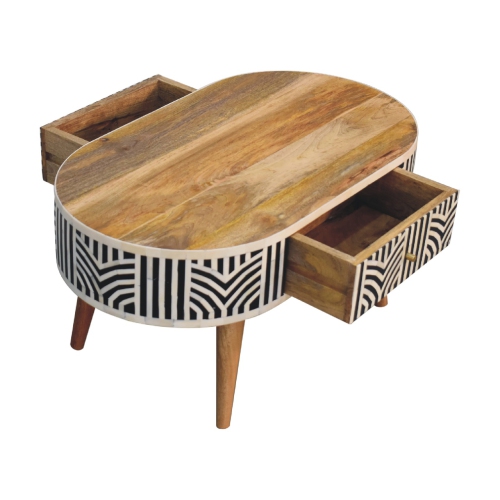 Artisan Furniture Solid Wood Edessa Bone Inlay Coffee Table In Oak-ish Finish