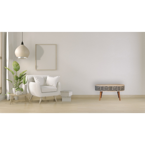 Artisan Furniture Solid Wood Edessa Bone Inlay Coffee Table In Oak-ish Finish