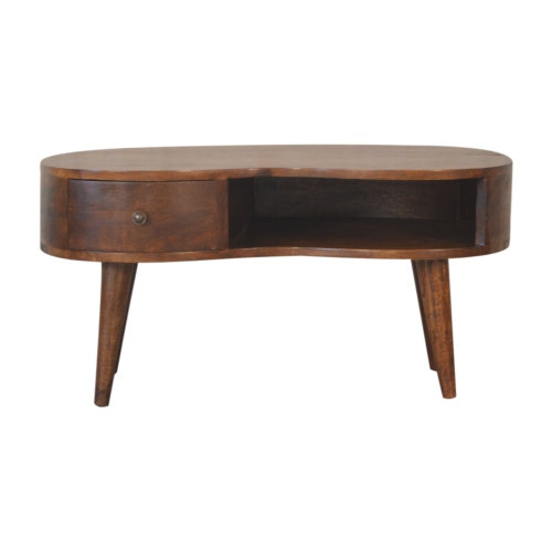 ARTISAN FURNITURE  Solid Wood Wave Coffee Table In Chestnut Finish