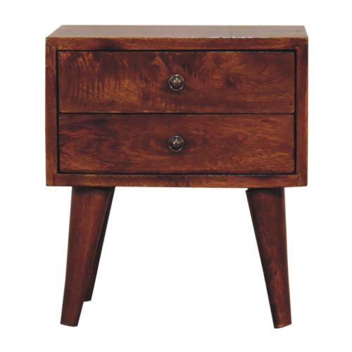 Artisan Furniture Solid Wood Mini Modern Nightstand In Chestnut Finish