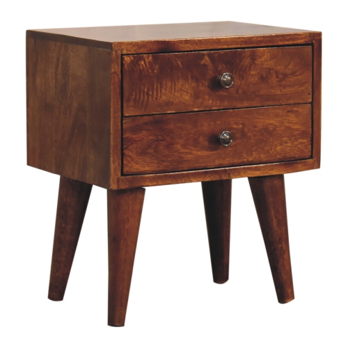 Artisan Furniture Solid Wood Mini Modern Nightstand In Chestnut Finish