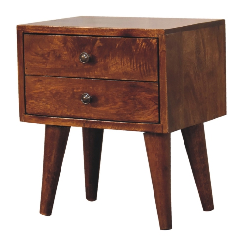 Artisan Furniture Solid Wood Mini Modern Nightstand In Chestnut Finish