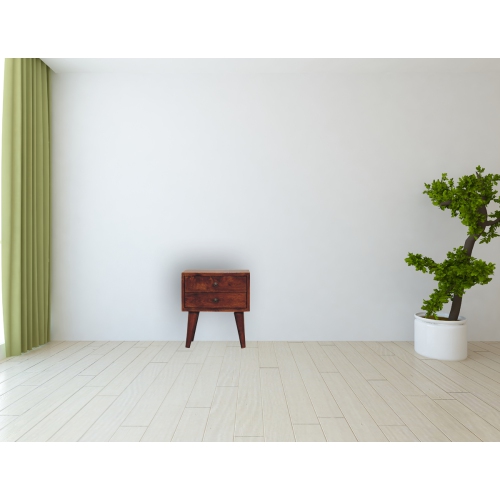 Artisan Furniture Solid Wood Mini Modern Nightstand In Chestnut Finish