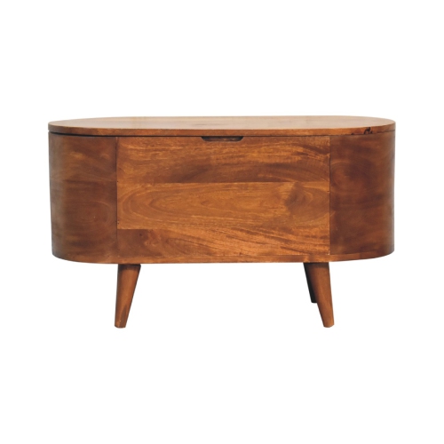 ARTISAN FURNITURE  Solid Wood Rounded Lid Up Blanket Box In Chestnut Finish