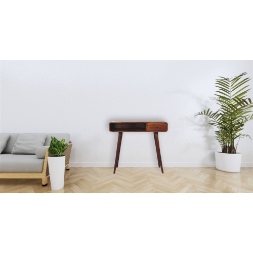 Artisan Furniture Solid Wood Curved Chestnut Writing Desk In chestnut finish