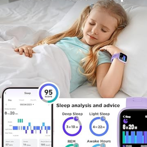 Smart Watch for Kids, 1.8" Fitness Tracker Watch Pedometer, Heart Rate, IP68 Waterproof, Sleep Monitor, Calorie Step Counter, 5 Puzzle Games