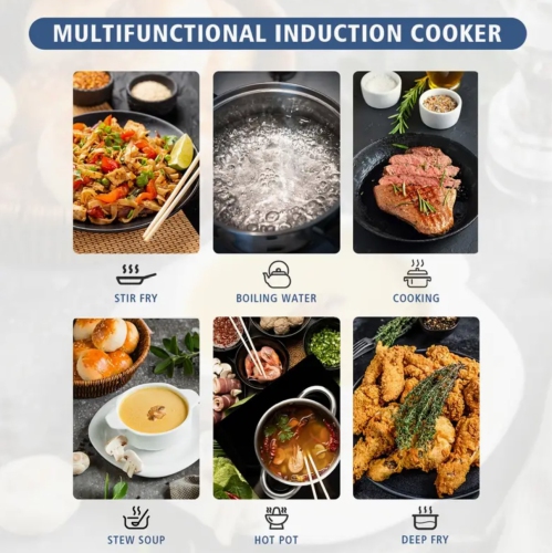 Induction Cooktop, 1800W Stainless Steel Portable Induction Burner With Timer, Sensor Touch Countertop Burner, Kid Safety Lock, 10 Temperature And 9