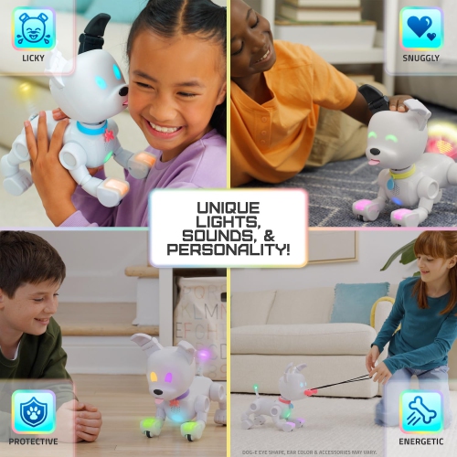 Dog-E Interactive Robot Dog with Colorful LED Lights, 200+ Sounds & Reactions, App Connected