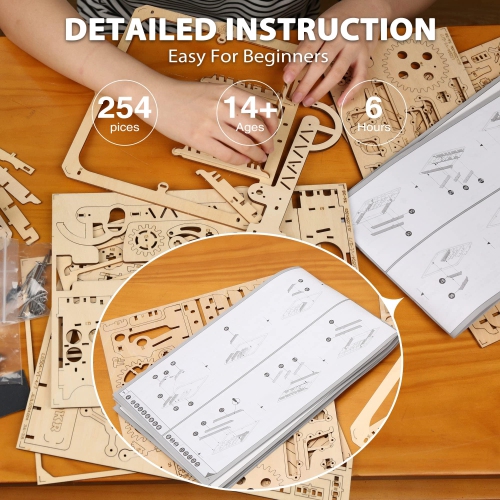 ROKR Marble Run Wooden Model Kits 3D Puzzle Mechanical Puzzles for Teens and Adults