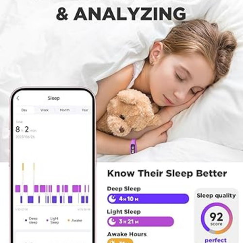 BIGGERFIVE Vigor 2 L Kids Fitness Tracker Watch for Boys Girls Ages 5-15, Activity Tracker, Heart Rate Sleep Monitor, IP68 Waterproof, Pedometer,