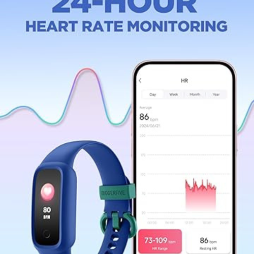 BIGGERFIVE Vigor 2 L Kids Fitness Tracker Watch for Boys Girls Ages 5-15, Activity Tracker, Heart Rate Sleep Monitor, IP68 Waterproof, Pedometer,
