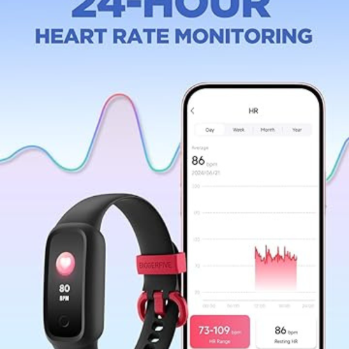 BIGGERFIVE Vigor 2 L Kids Fitness Tracker Watch for Boys Girls Ages 5-15, Activity Tracker, Heart Rate Sleep Monitor, IP68 Waterproof, Pedometer,