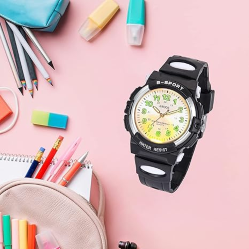 Juboos Kids Watch Analog with 7 Colorful Night Lights Boys Girls Waterproof Soft Strap Kids Time Teaching Quartz Wristwatch for Ages 5-18, Kids Gifts
