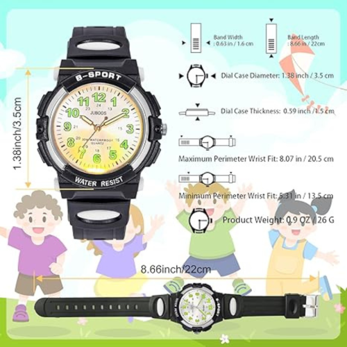 Juboos Kids Watch Analog with 7 Colorful Night Lights Boys Girls Waterproof Soft Strap Kids Time Teaching Quartz Wristwatch for Ages 5-18, Kids Gifts