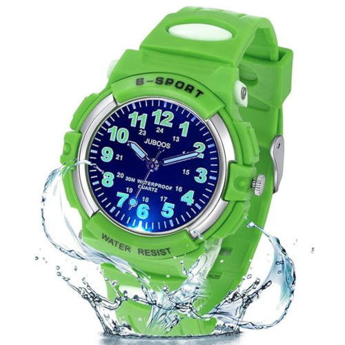 Juboos Kids Watch Analog with 7 Colorful Night Lights Boys Girls Waterproof Soft Strap Kids Time Teaching Quartz Wristwatch for Ages 5-18, Kids Gifts