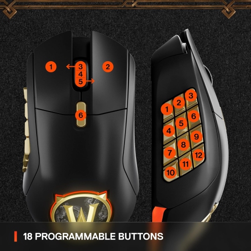 SteelSeries Aerox 9 Wireless: World of Warcraft Edition, Free in-Game Item, MMO Gaming Mouse , 18 Programmable Buttons, Lightweight, Bluetooth/2.4GHz